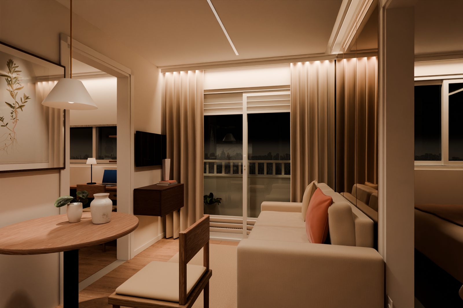 Sala · noite · vista 1